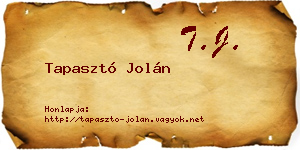 Tapasztó Jolán névjegykártya